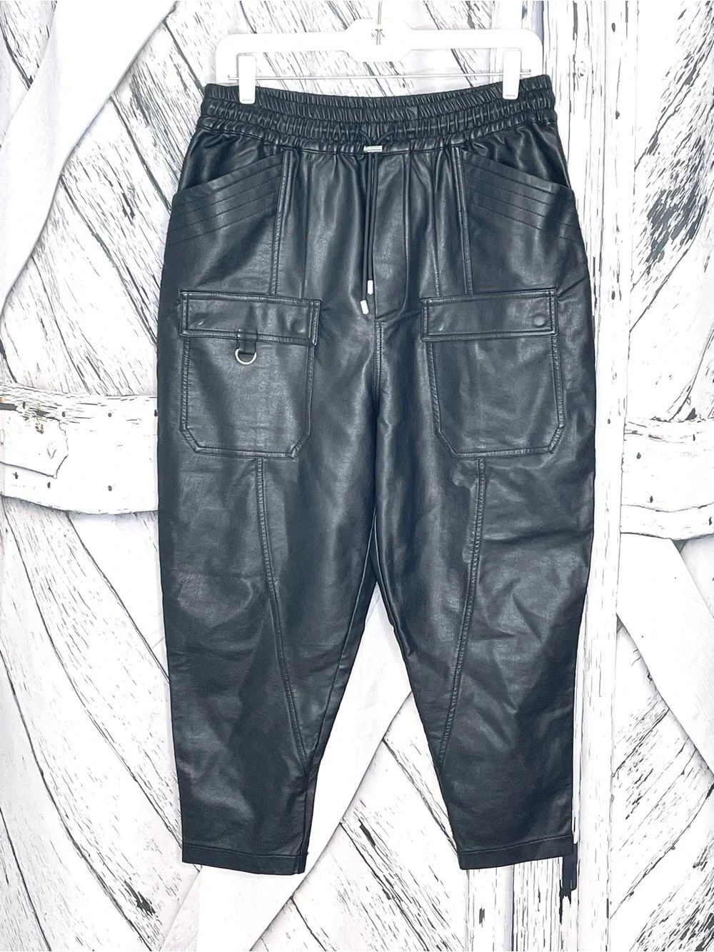 FREE PEOPLE / WE THE FREE faux leather barrel leg pants